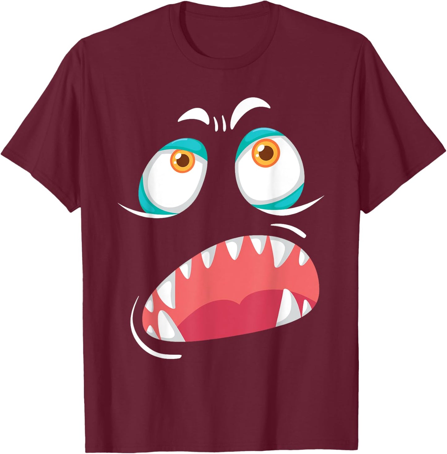 Monster Face Lazy DIY Halloween Costume Cute Creeps T-Shirt - T-Shirt | Maroon