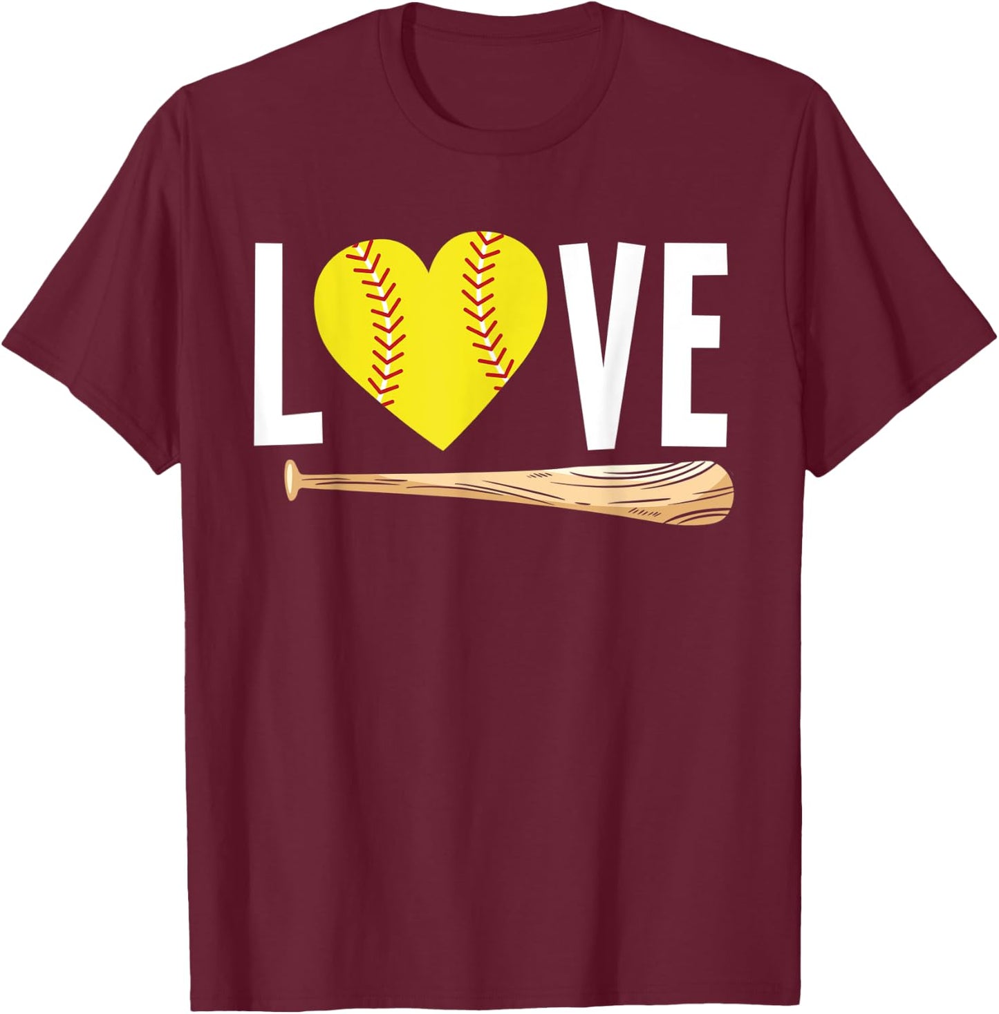 Love Softball Player Girls Teens Funny Softball T-Shirt - T-Shirt | Maroon