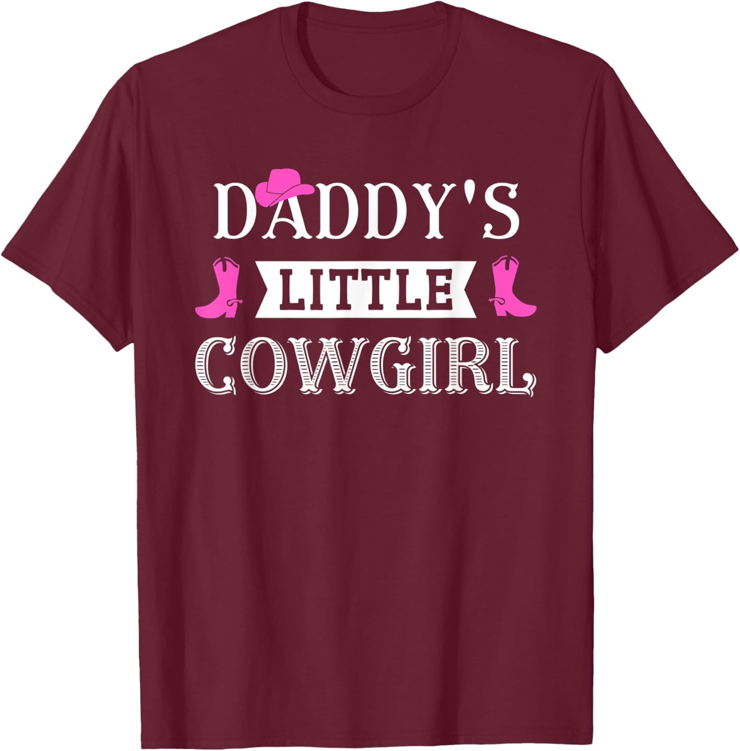 Girls Cow Girl Horse Riding Western Howdy Daddy's Cowgirl T-Shirt - T-Shirt | Maroon