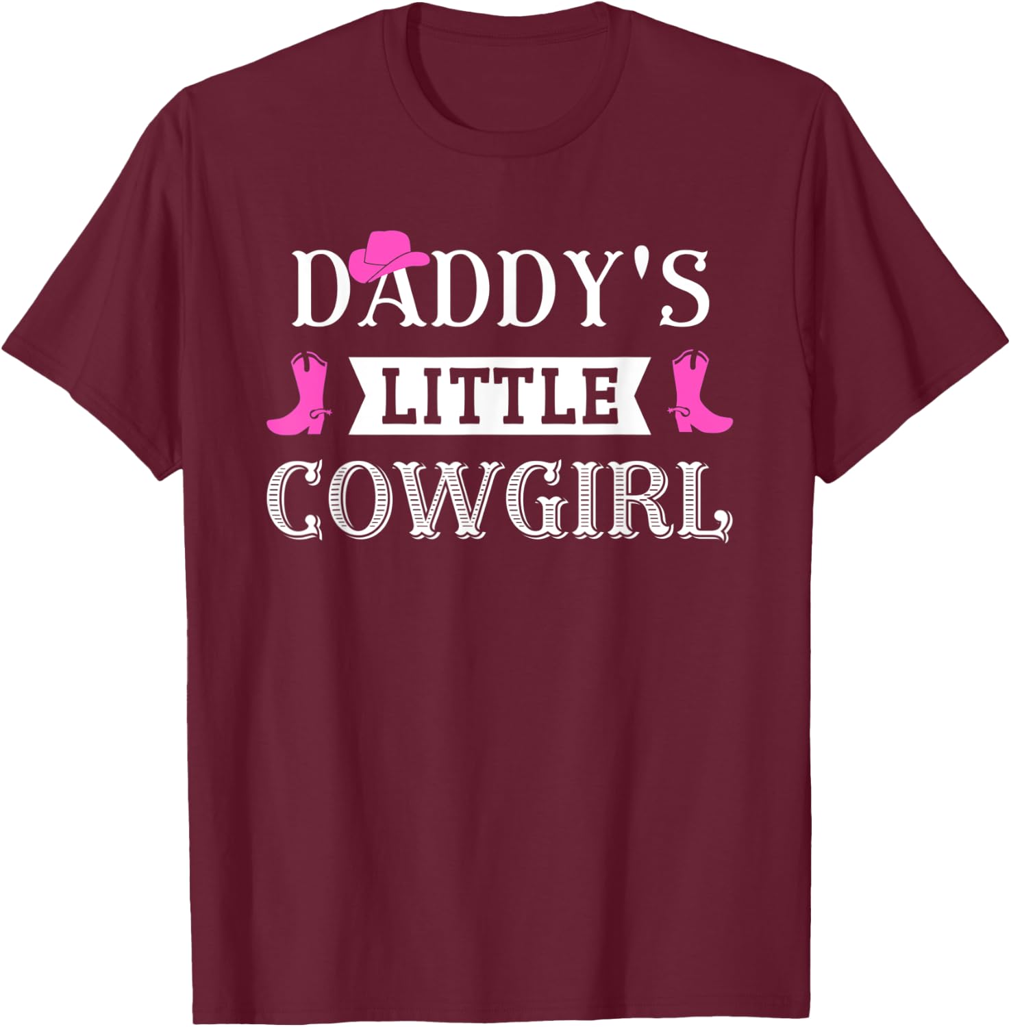 Girls Cow Girl Horse Riding Western Howdy Daddy's Cowgirl T-Shirt - T-Shirt | Maroon