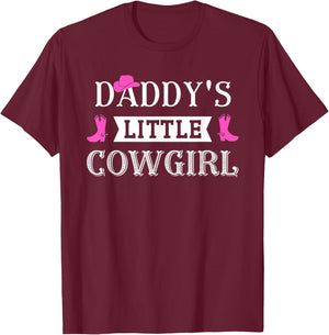 Girls Cow Girl Horse Riding Western Howdy Daddy's Cowgirl T-Shirt - T-Shirt | Maroon