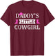 Girls Cow Girl Horse Riding Western Howdy Daddy's Cowgirl T-Shirt - T-Shirt | Maroon