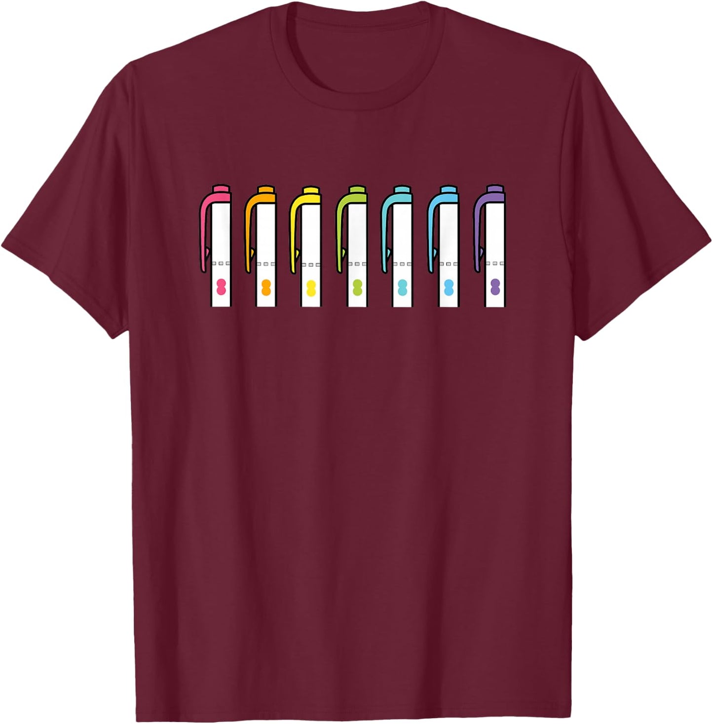 Planner Pens and Markers T-Shirt - T-Shirt | Maroon