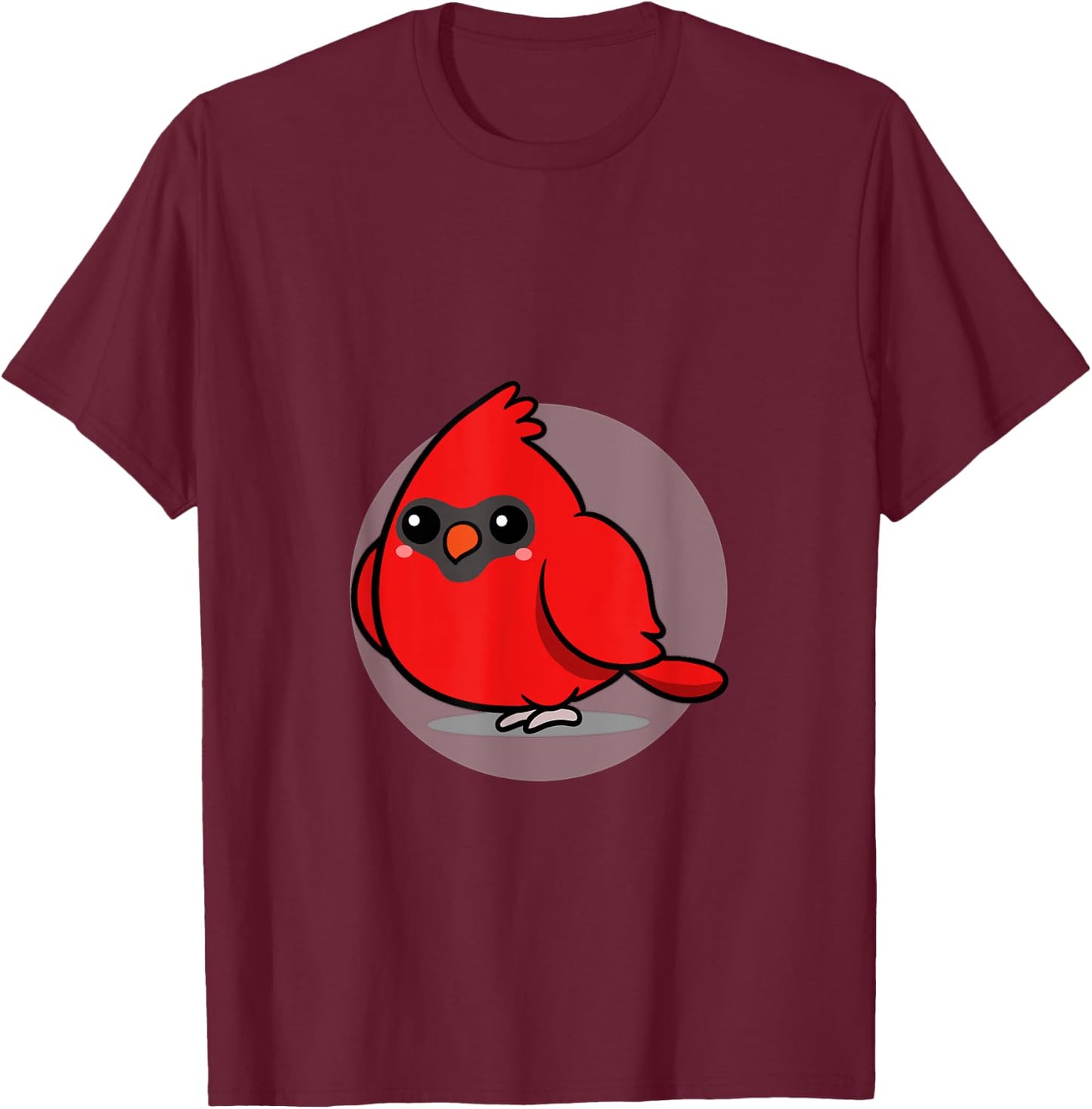 Cute Kawaii Aesthetic Northen Cardinal Bird T-Shirt - T-Shirt | Maroon