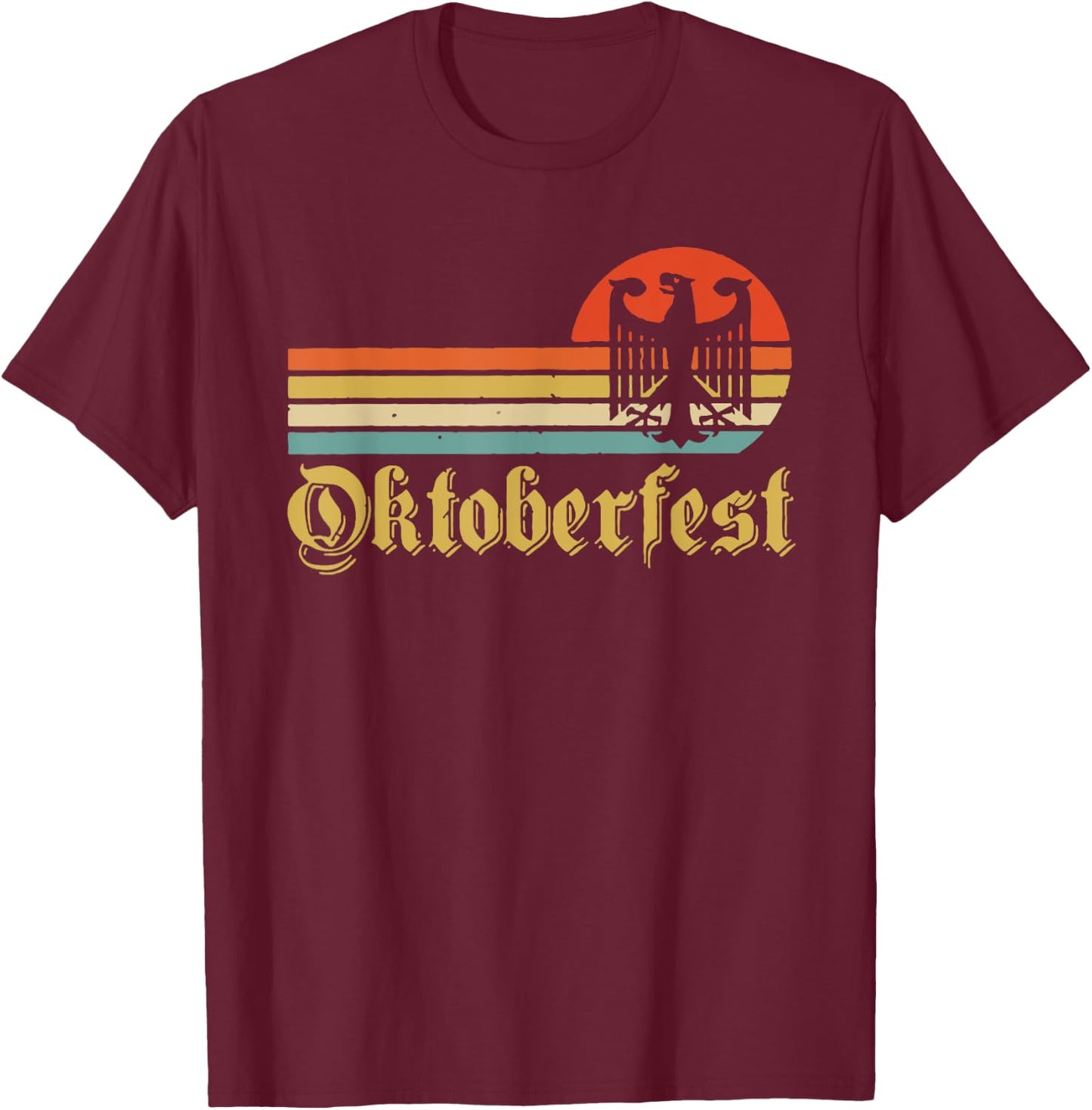 Vintage Oktoberfest Men Women German Flag Beer Drinking T-Shirt - T-Shirt | Maroon