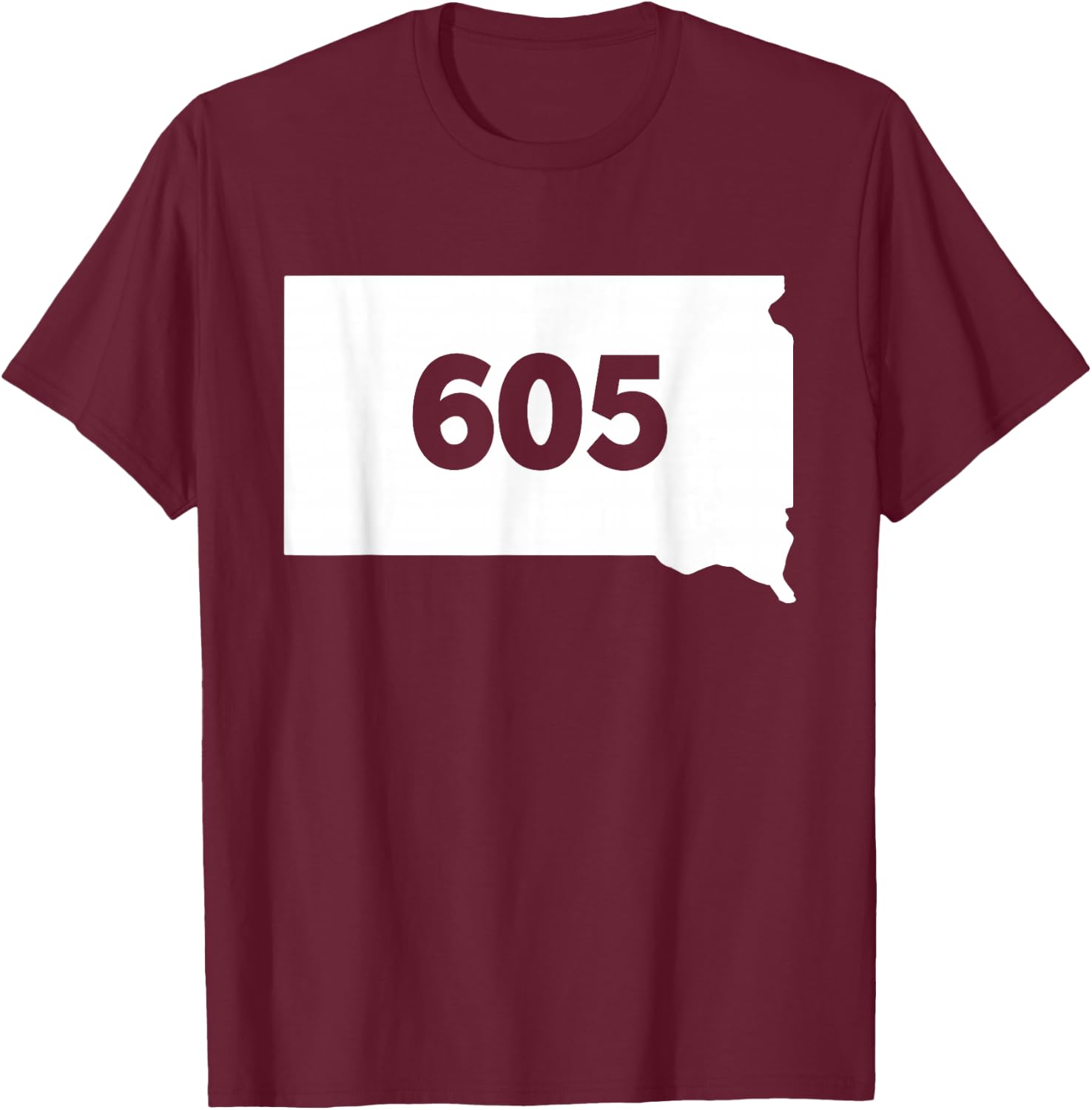 South Dakota 605 Area Code T-Shirt - T-Shirt | Maroon