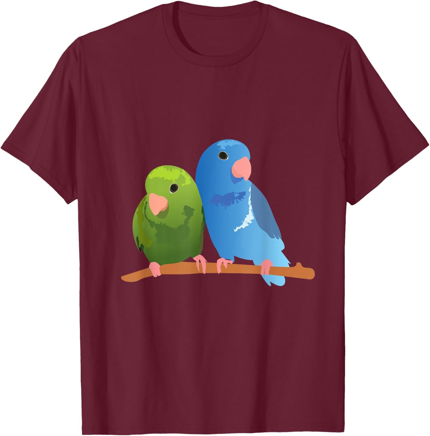 Cute Cuddling Parrotlet Shirt - Parrotlet T-Shirt - T-Shirt | Maroon