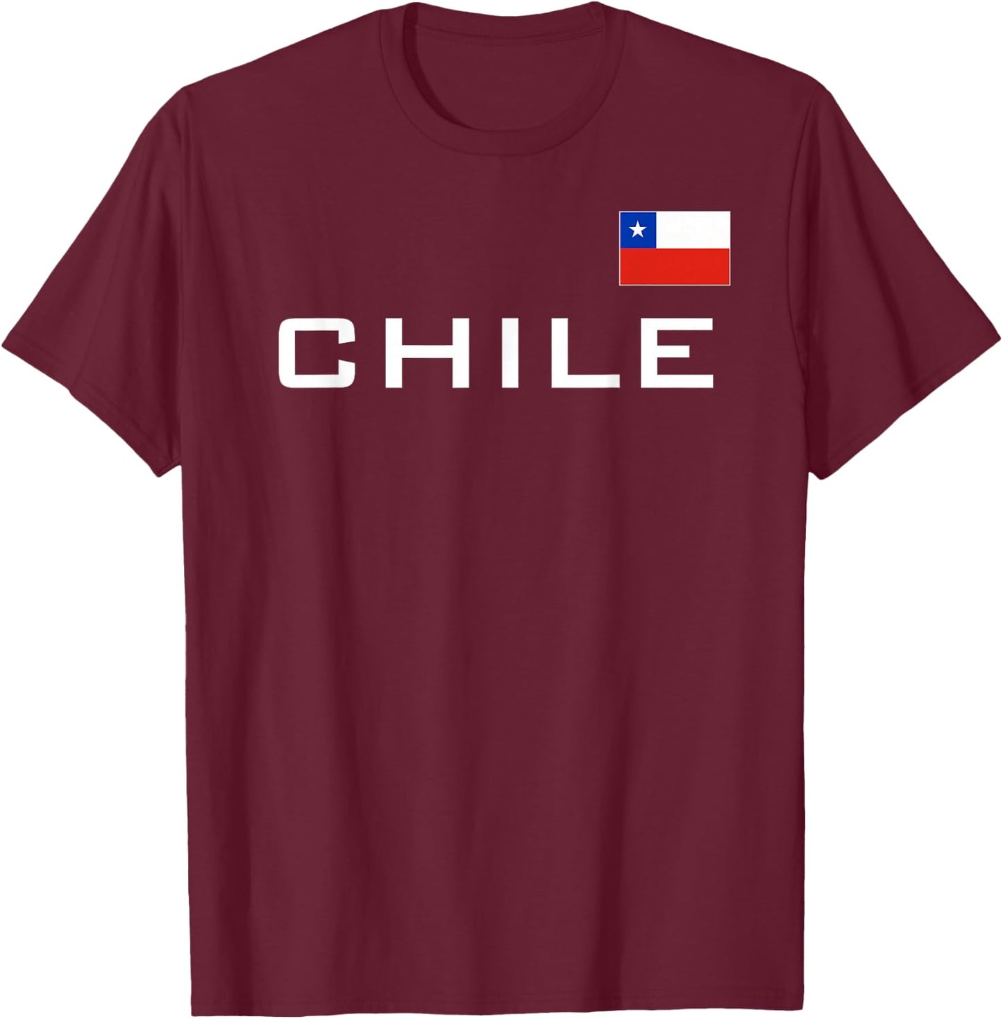 Chile Flag Sports Soccer Football Athletic Jersey Santiago T-Shirt - T-Shirt | Maroon