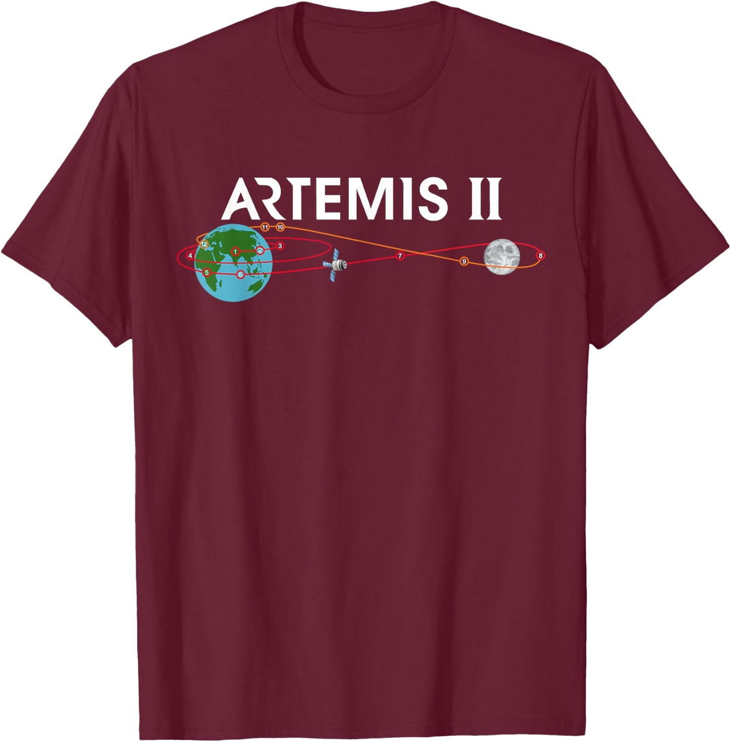 Artemis 2 Route Map SLS Rocket Launch Mission To The Moon T-Shirt - T-Shirt | Maroon