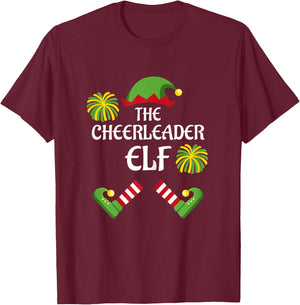 Cheerleader Elf Family Matching Group Christmas Cheer T-Shirt - T-Shirt | Maroon