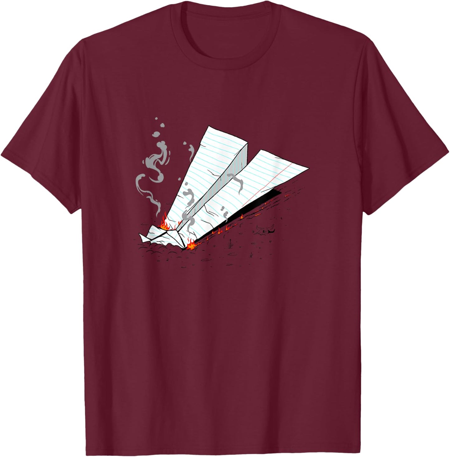 Paper Plane Crash T-Shirt - T-Shirt | Maroon