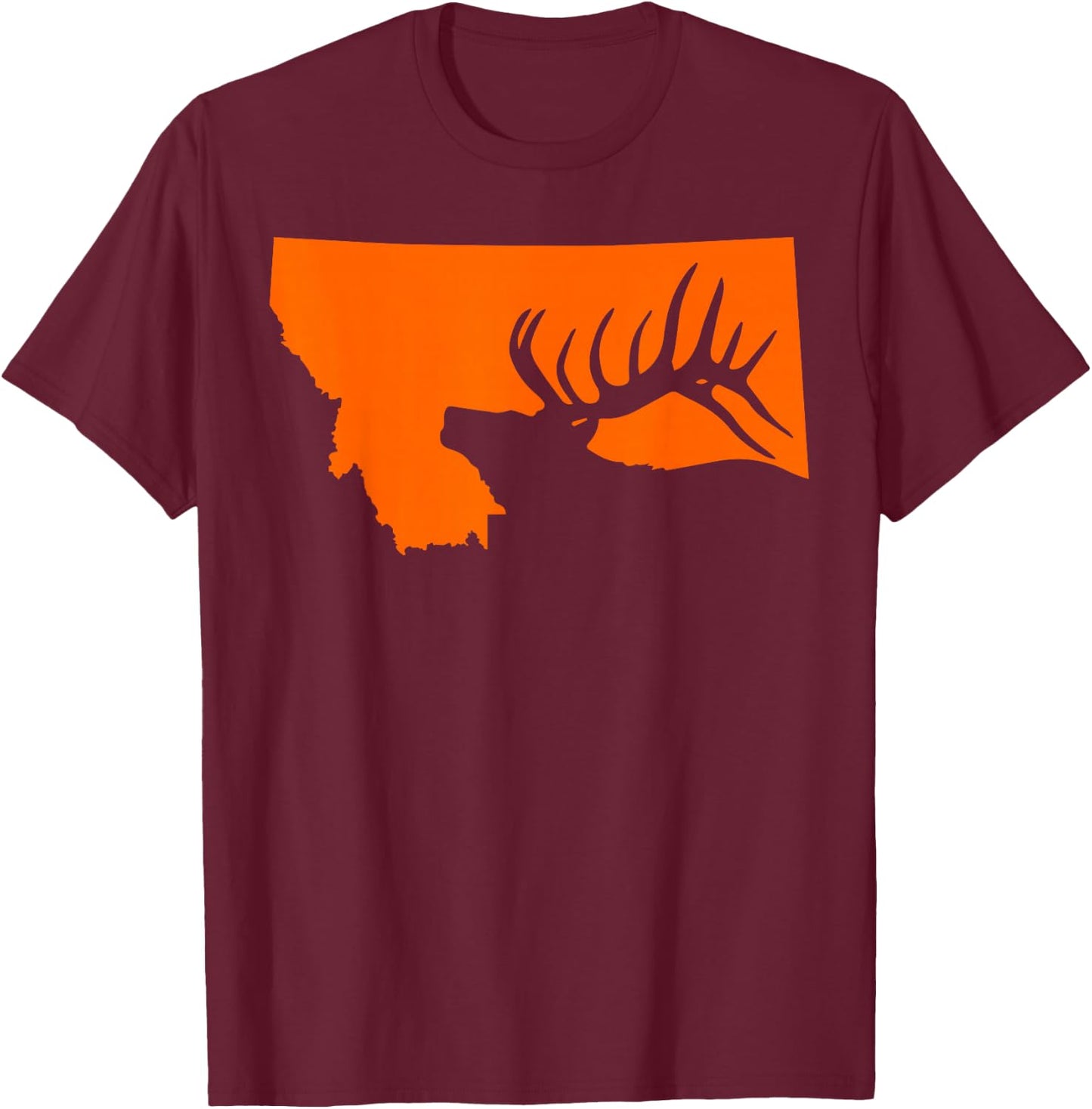 Montana Elk Hunting T-Shirt - T-Shirt | Maroon