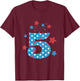 Red, White and Five - 5th Birthday Patriotic Firecrackers T-Shirt - T-Shirt | Maroon