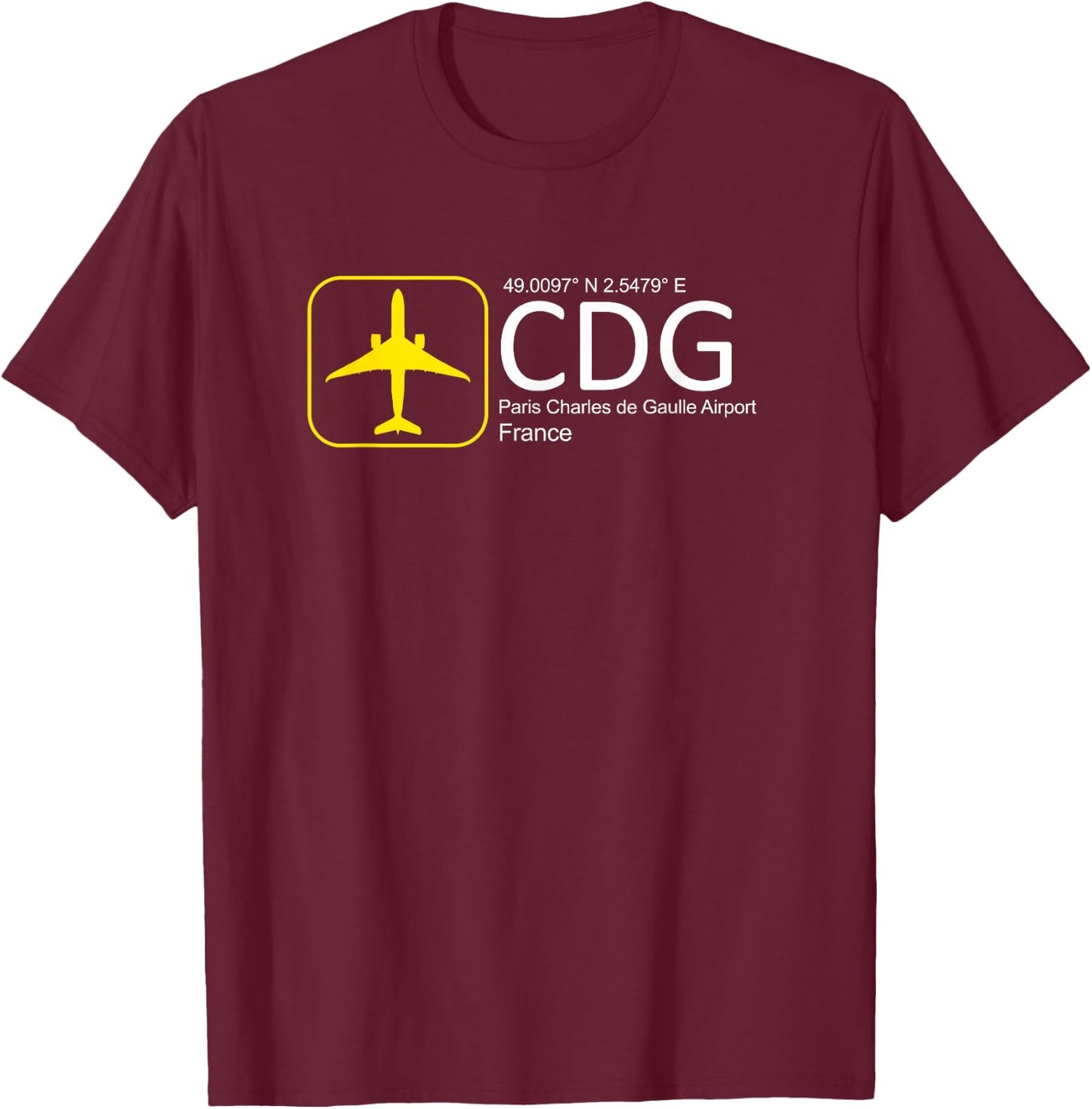 Paris Charles de Gaulle Roissy Airport Flight Crew T-Shirt - T-Shirt | Maroon
