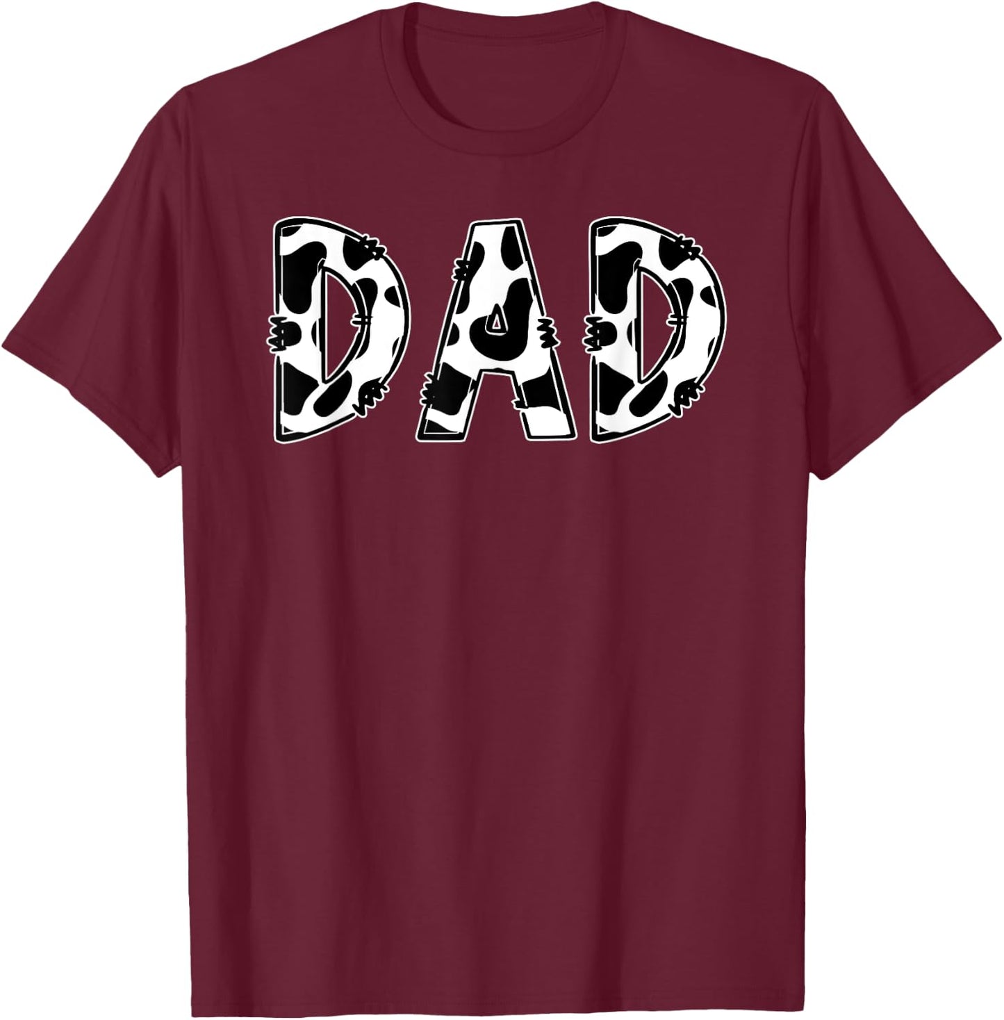 Dad Cow Print Aesthetic Farm Animal Pattern Farmer Cowboy T-Shirt - T-Shirt | Maroon
