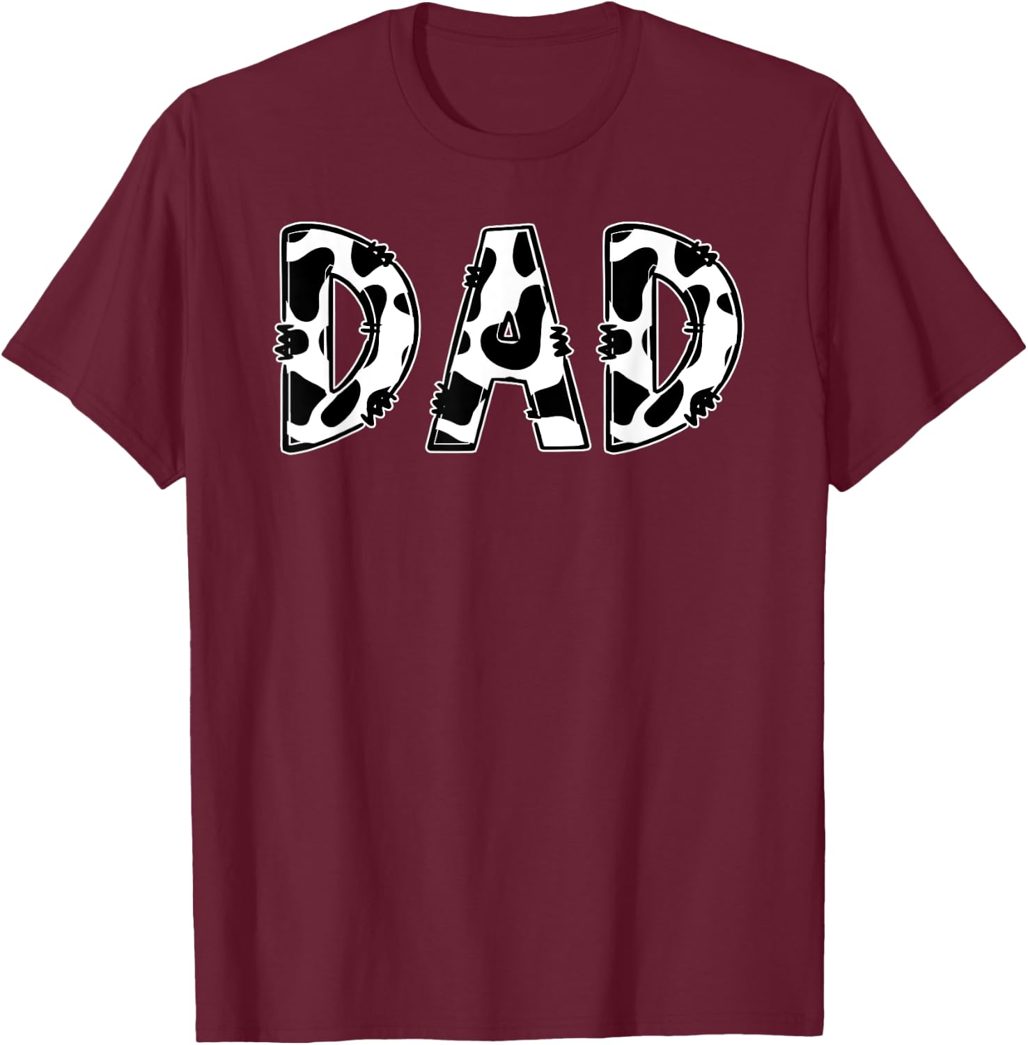 Dad Cow Print Aesthetic Farm Animal Pattern Farmer Cowboy T-Shirt - T-Shirt | Maroon