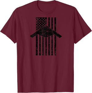 B-21 Raider Stealth Bomber Patriotic Vintage American Flag Raglan Baseball T-Shirt - T-Shirt | Maroon