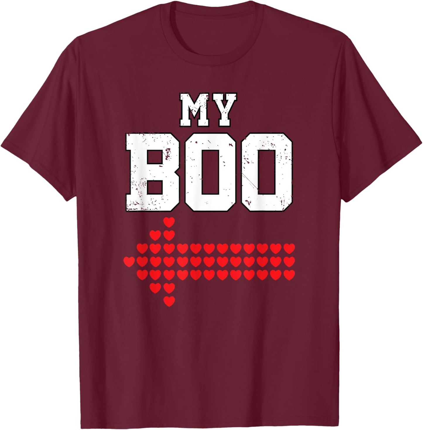My Boo & My Bae Valentine Shirt Him Her Matching Couple T-Shirt - T-Shirt | Maroon