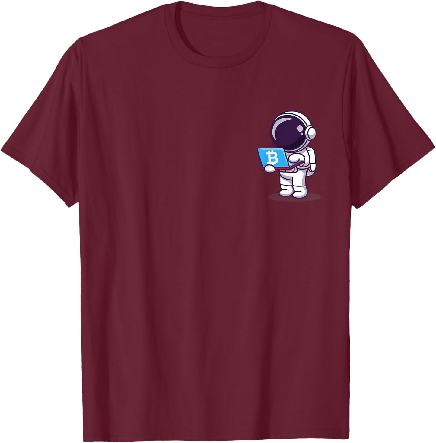 Astronaut Buy Ticket to Moon with BTC Bitcoin T-Shirt - T-Shirt | Maroon