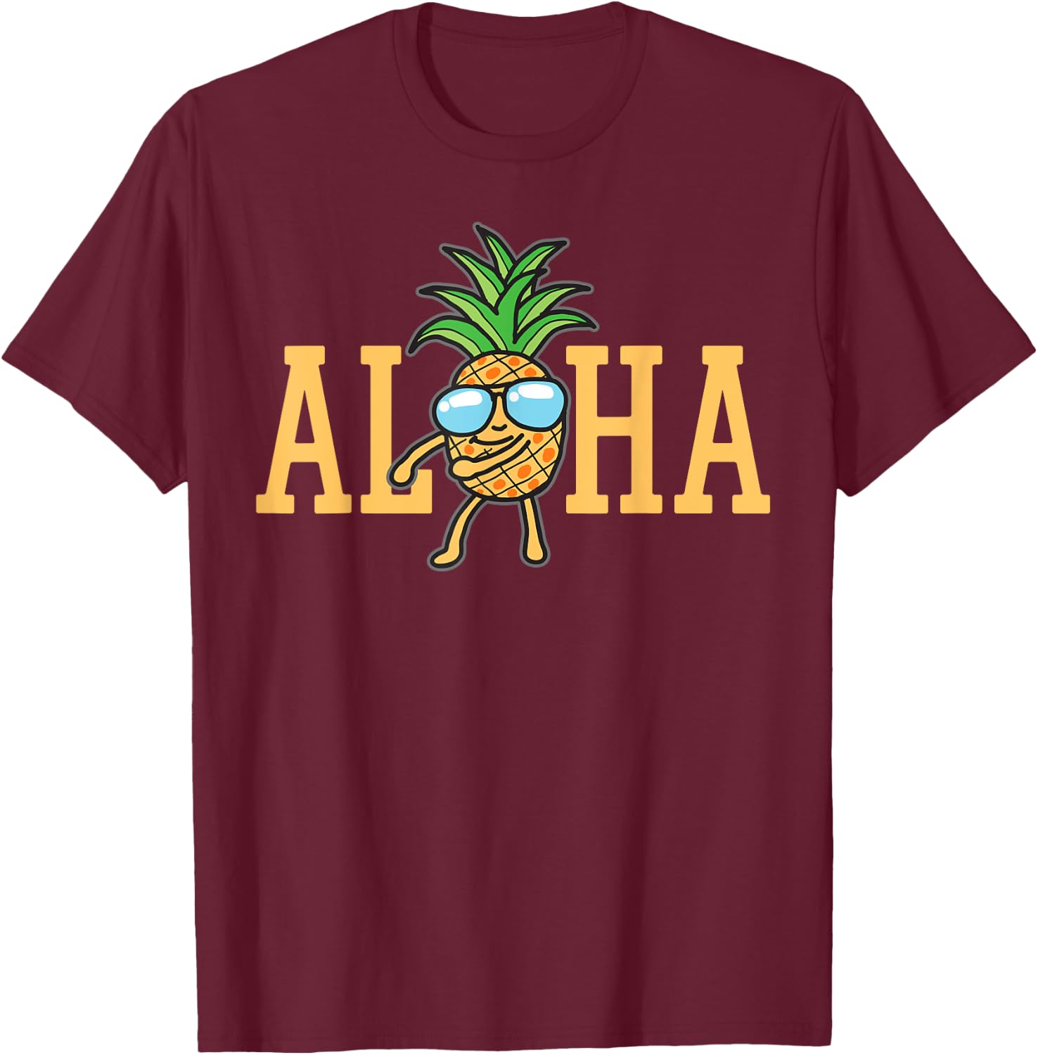 Hawaiian Shirt Aloha Floss Pineapple Hawaii Beach Men Women Kids T-Shirt - T-Shirt | Maroon