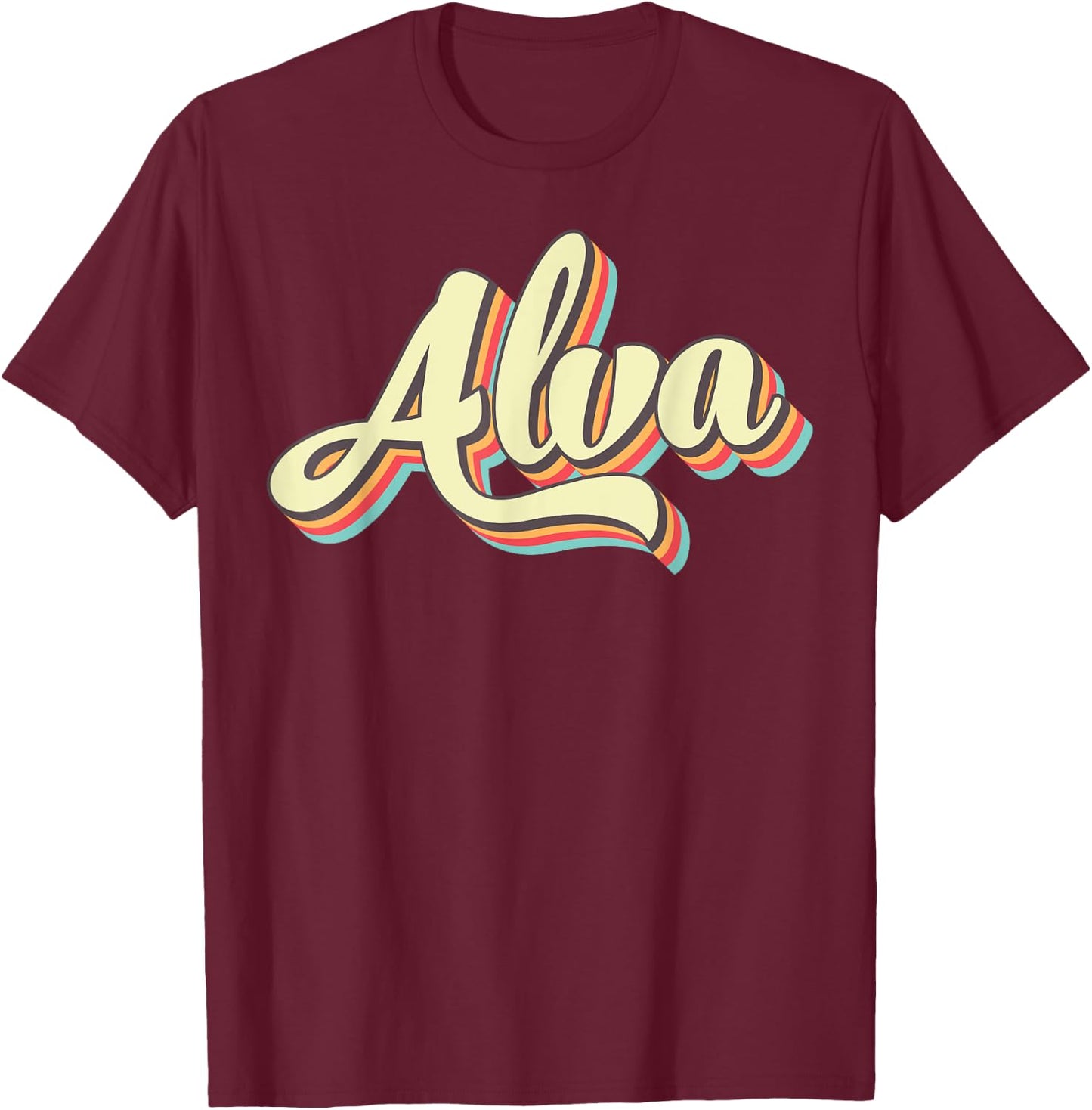 Alva Retro Art Baseball Font Vintage T-Shirt - T-Shirt | Maroon