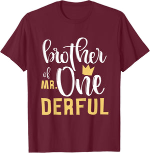 Brother of Mr Onederful 1st Birthday One-Derful Matching T-Shirt - T-Shirt | Maroon