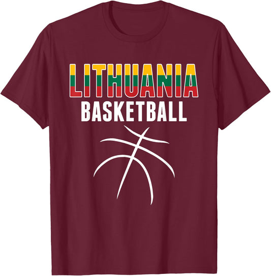 Lithuania Basketball Fans Jersey - Lithuanian Sport Lovers T-Shirt - T-Shirt | Maroon
