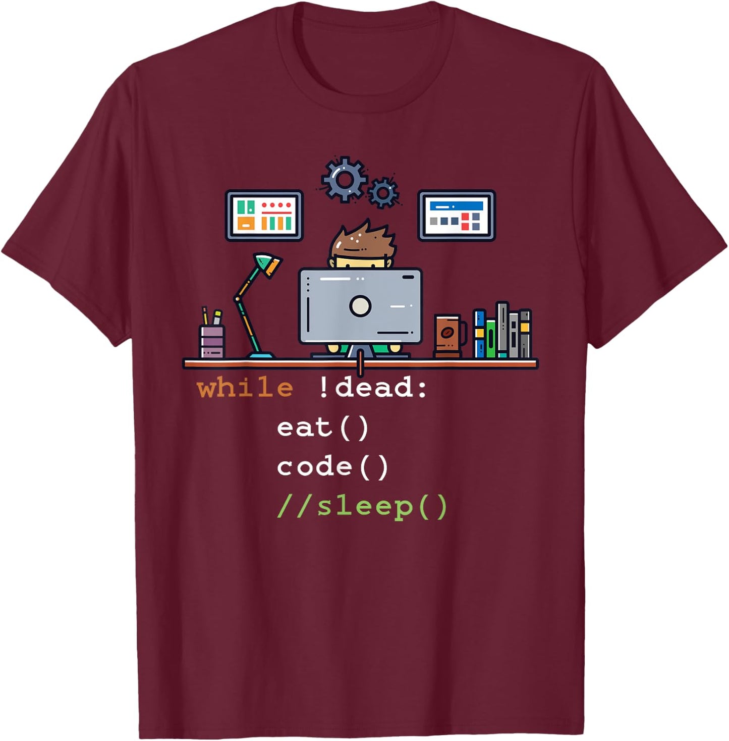 Computer Science Python Programmer Eat Code Sleep T-Shirt - T-Shirt | Maroon