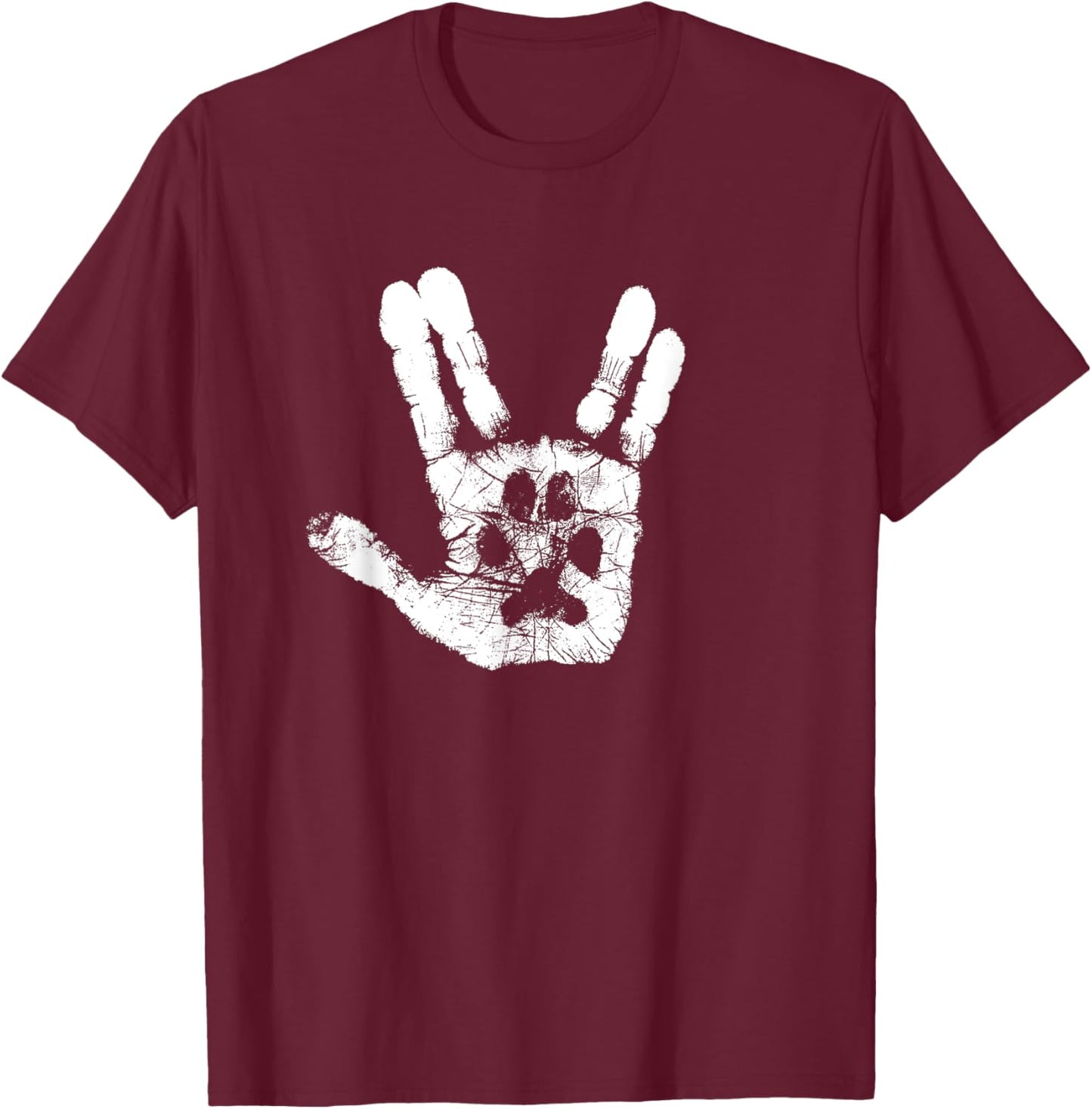 Hand & Paw Print - Animal Lover - Prosper & Live Long T-Shirt - T-Shirt | Maroon