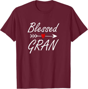 Blessed Gran With Heart Arrow Grandma Mothers day T-Shirt - T-Shirt | Maroon