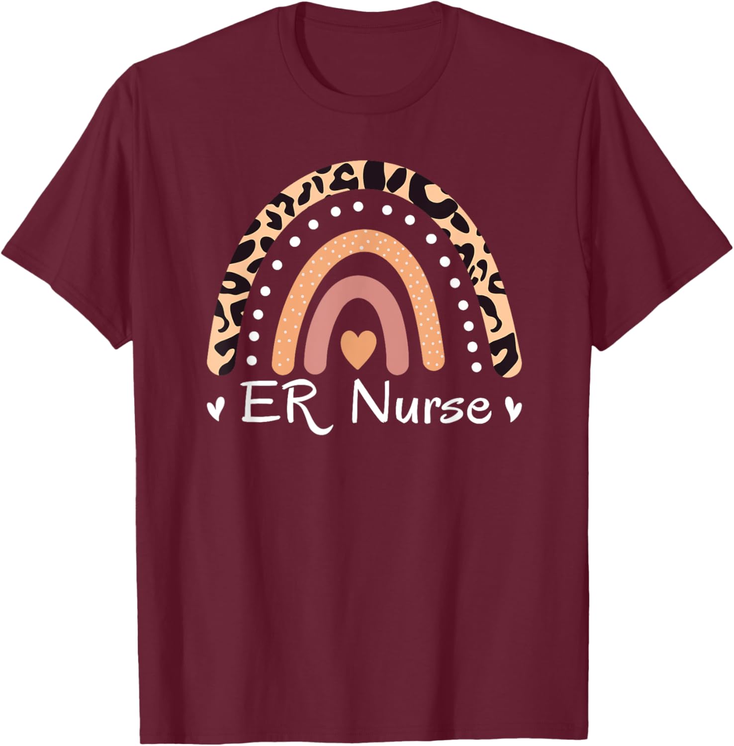 ER RN Leopard Rainbow Emergency Room Registered Nurse T-Shirt - T-Shirt | Maroon