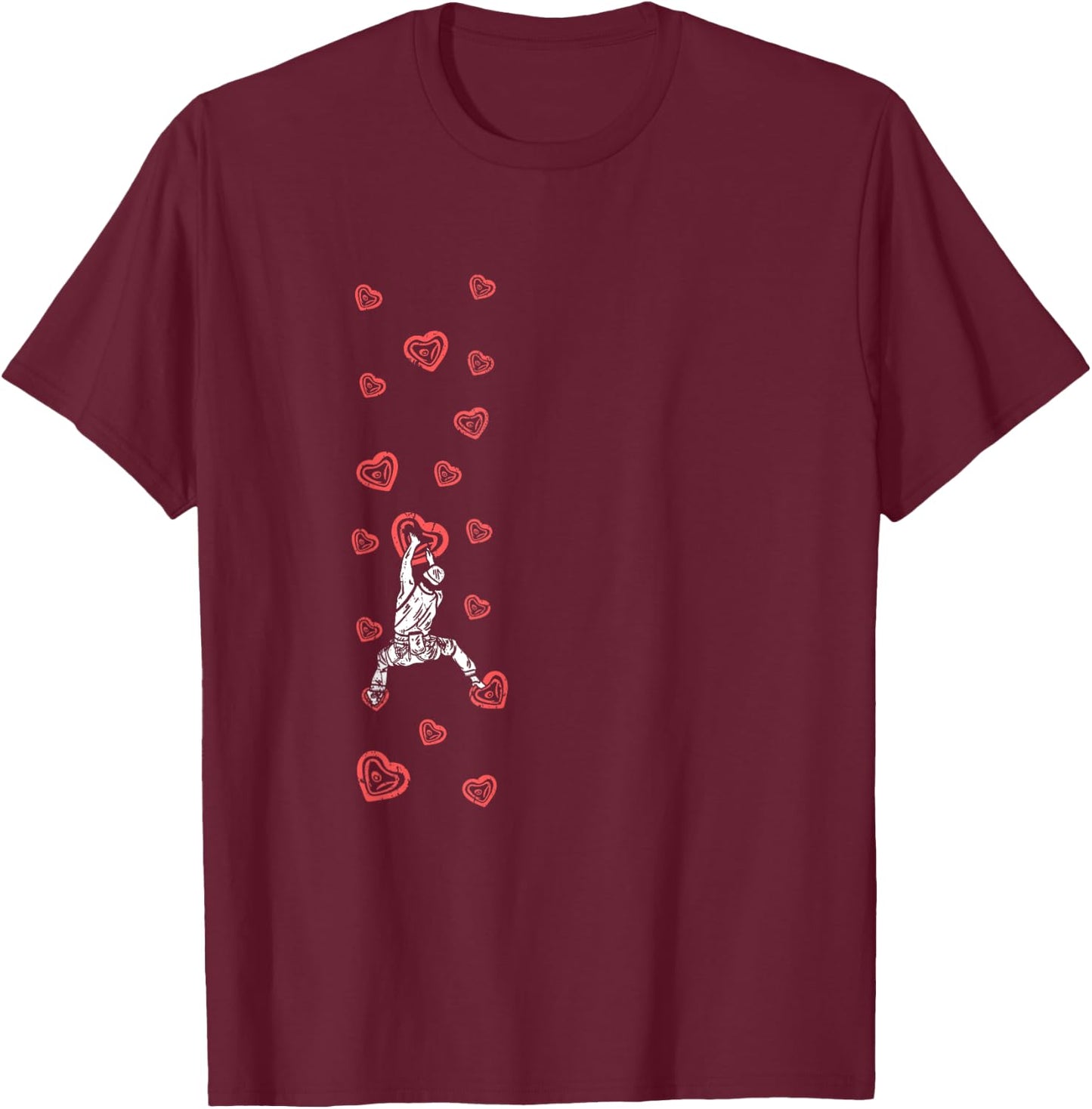 Mountain Climbing Holds Climber Valentine's Day Bouldering T-Shirt - T-Shirt | Maroon