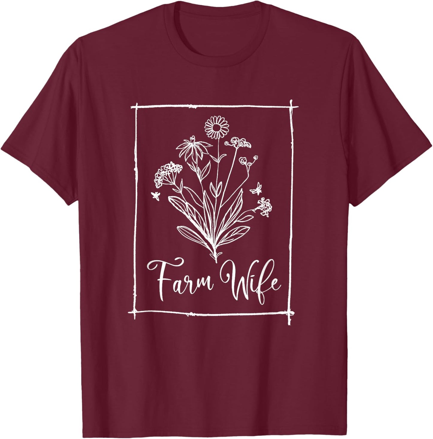 Farm Wife Funny Farmer Crops Animal Farming Lover Gift Women T-Shirt - T-Shirt | Maroon