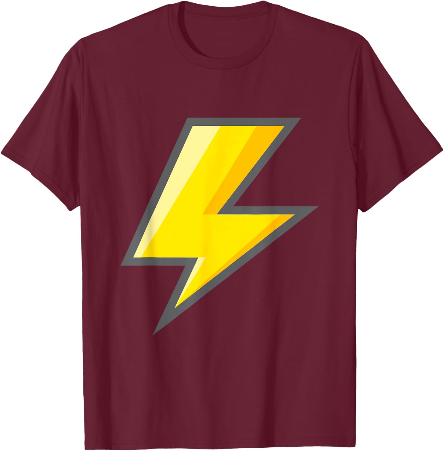 Yellow Lightning Bolt Easy Halloween Costume T-Shirt - T-Shirt | Maroon