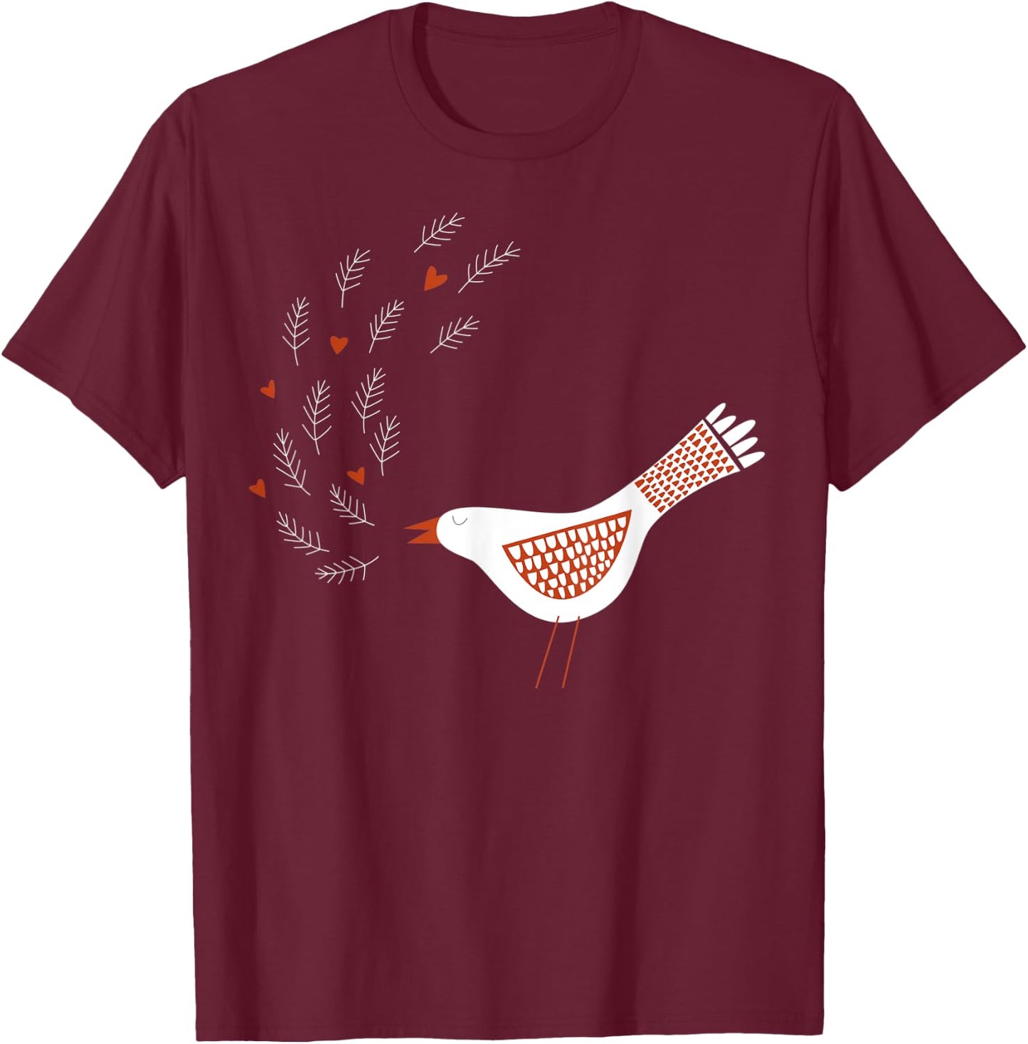 Scandinavian Birds T-Shirt - T-Shirt | Maroon