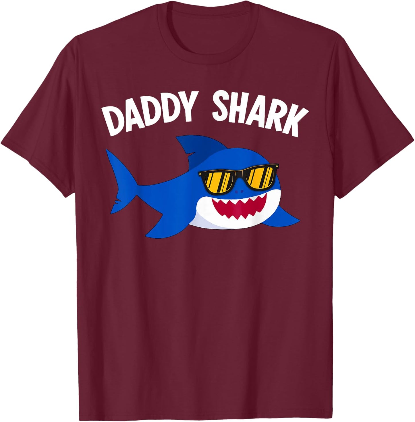Shark Lover Funny Daddy Shark Father's Day T-Shirt - T-Shirt | Maroon