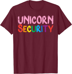 Unicorn Security Dad Brother Halloween Costume Men Boys T-Shirt - T-Shirt | Maroon