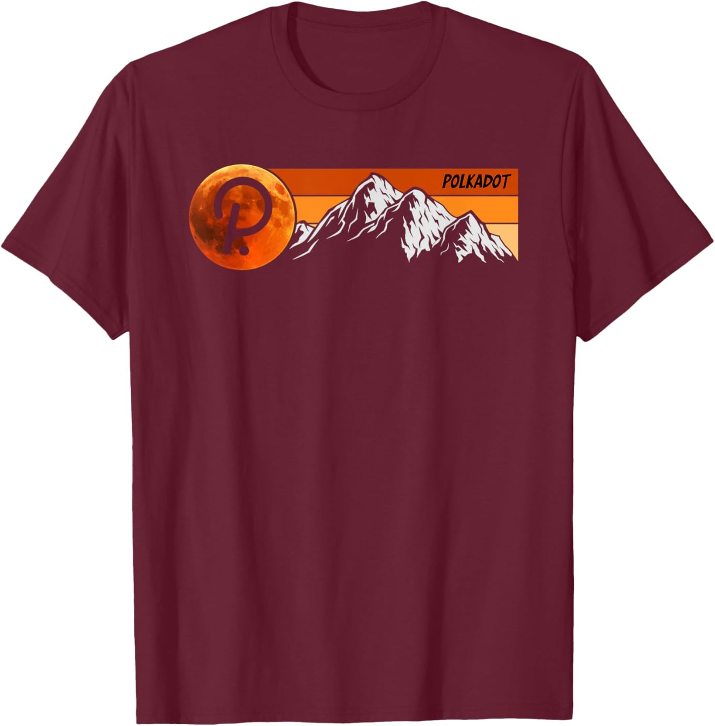 Retro Polkadot DOT shirt, Cypto DOT Polkadot Sunset T-Shirt - T-Shirt | Maroon