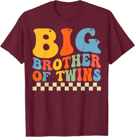 Big Brother Of Twins Older Brother of Twin Announcement T-Shirt - T-Shirt | Maroon