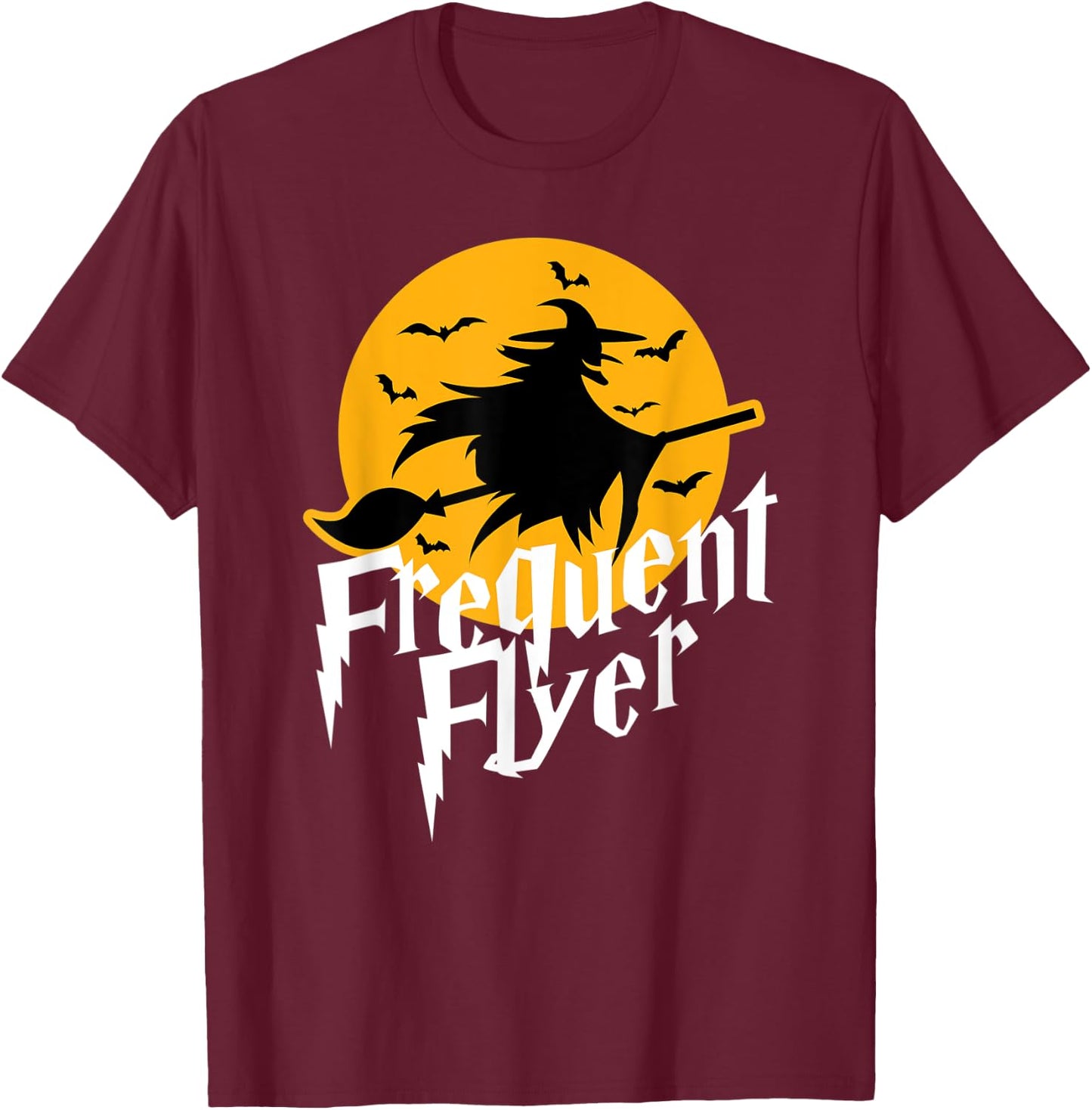 Frequent Flyer Cute Witch Halloween T-Shirt - T-Shirt | Maroon