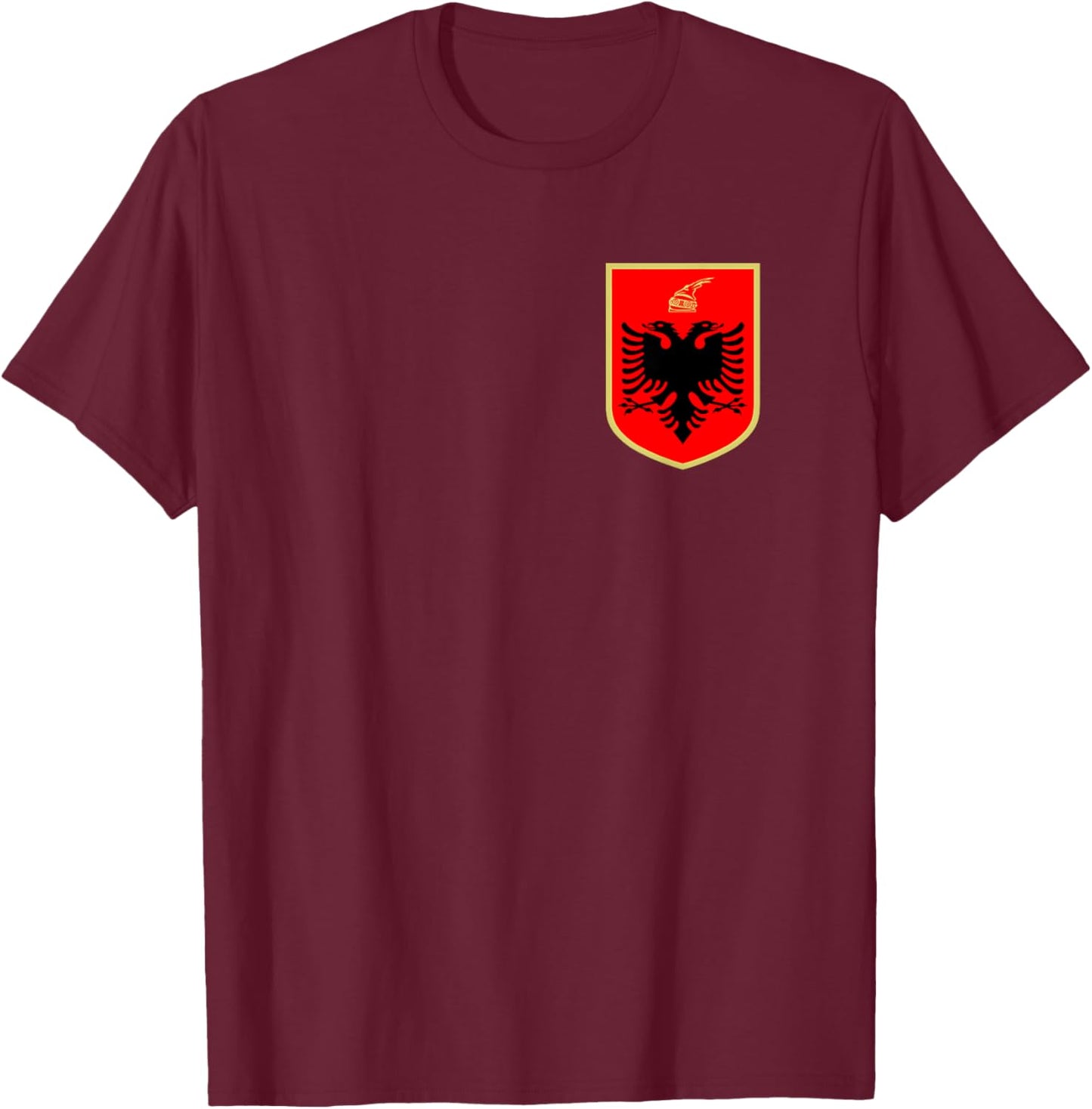 Republic of Albania Souvenir Two Headed Eagle of Shqiperia T-Shirt - T-Shirt | Maroon