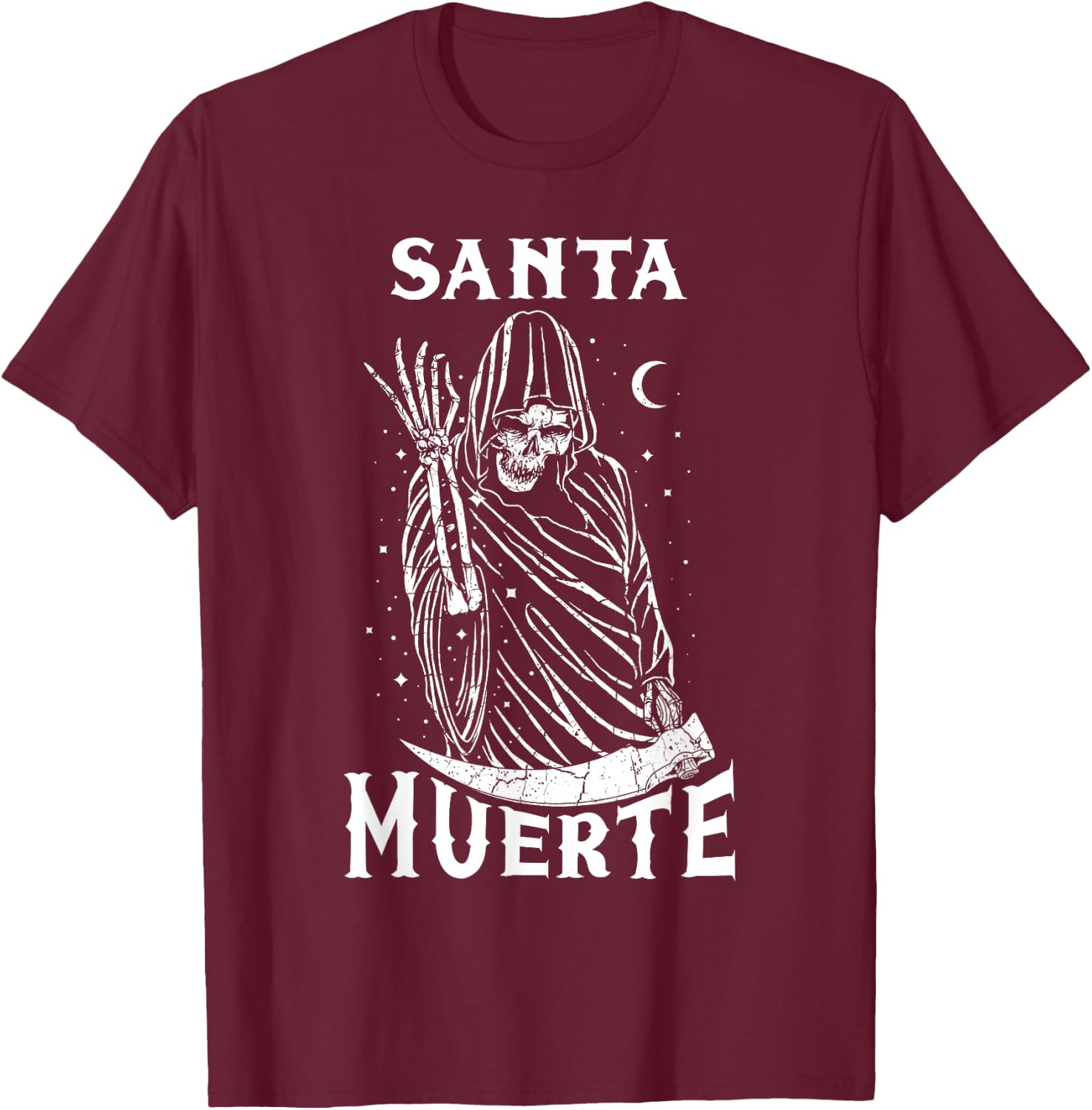 Santa Muerte Skeleton Skull Death Mexico Mexican Calavera T-Shirt - T-Shirt | Maroon