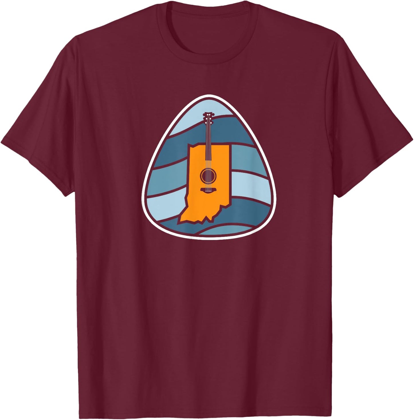 Retro Indiana Music Acoustic Guitar Rock T-Shirt - T-Shirt | Maroon