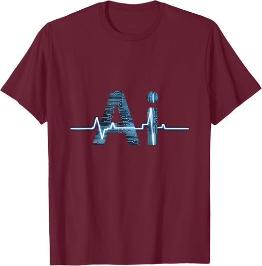 Ai Heartbeat Ai Heart Ai lover Gifts T-Shirt - T-Shirt | Maroon