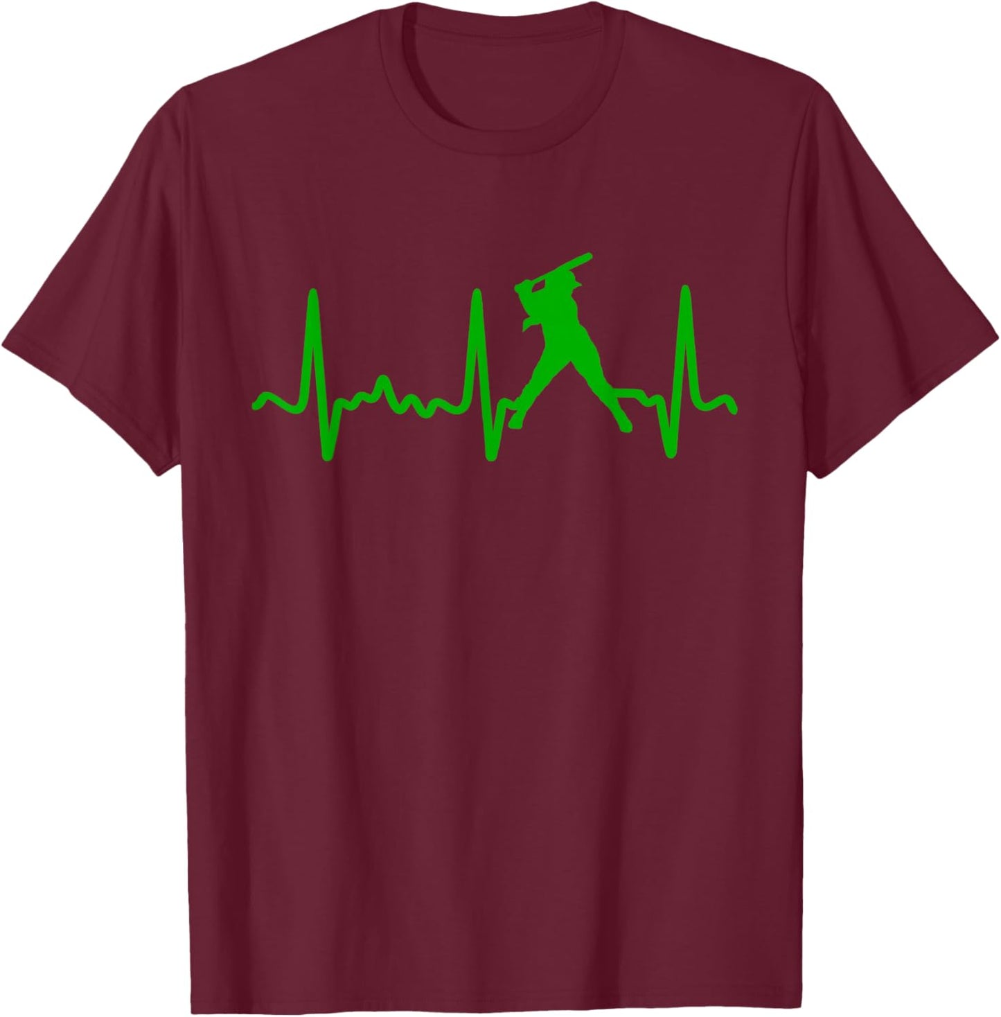 Green Softball Batter Heartbeat T-Shirt - T-Shirt | Maroon
