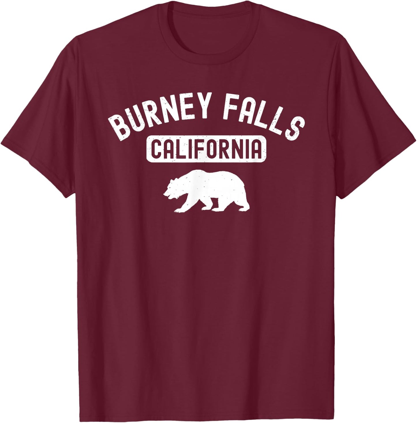 Burney Falls California USA Flag Vintage Cali Bear Shasta Ca T-Shirt - T-Shirt | Maroon