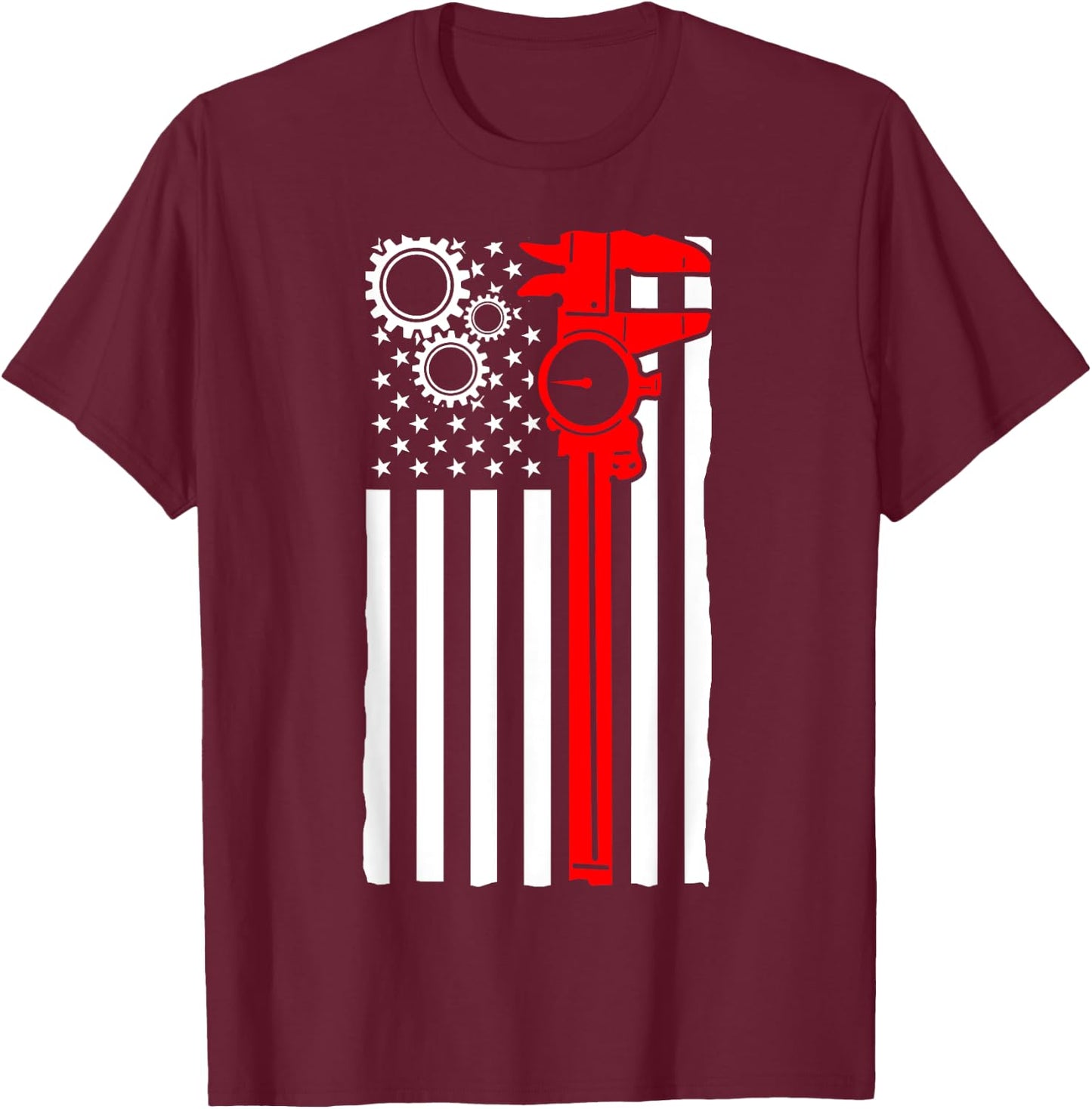 Machinist Flag Tools CNC Machine Operator Machining T-Shirt - T-Shirt | Maroon