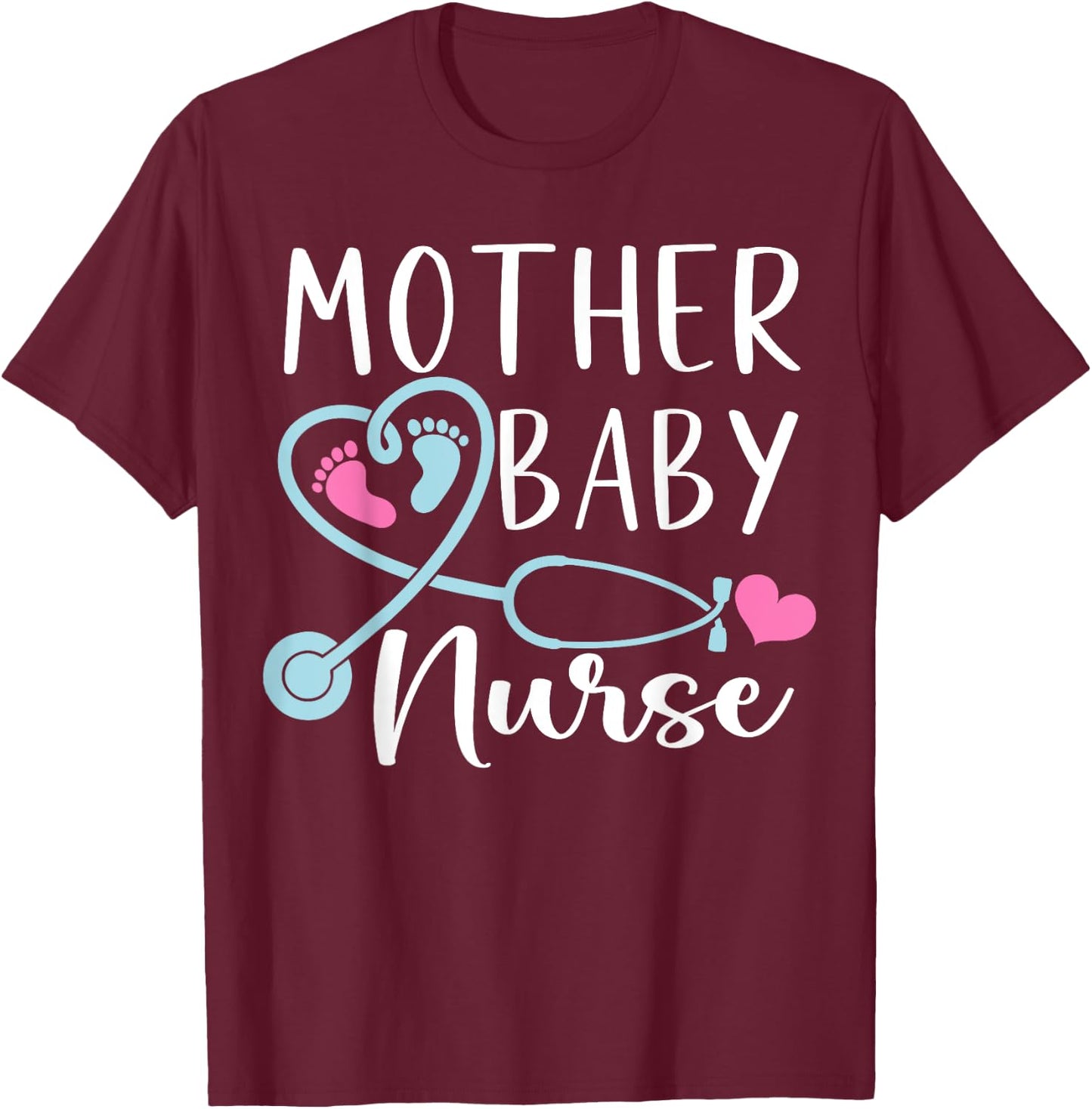 Postpartum Mother Baby Nurse Mom Baby Postpartum Nursing T-Shirt - T-Shirt | Maroon