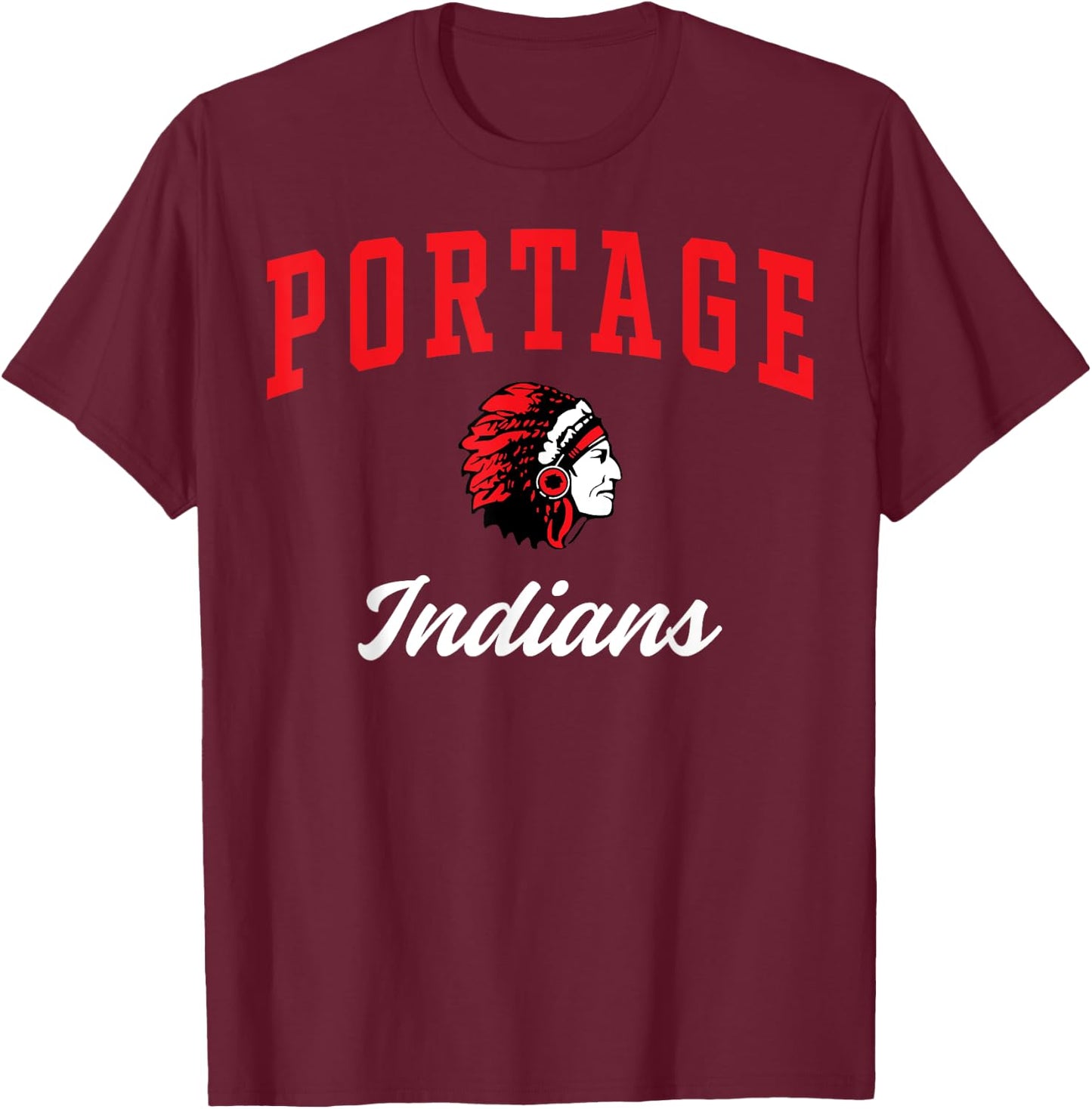Portage High School Indians C3 T-Shirt - T-Shirt | Maroon