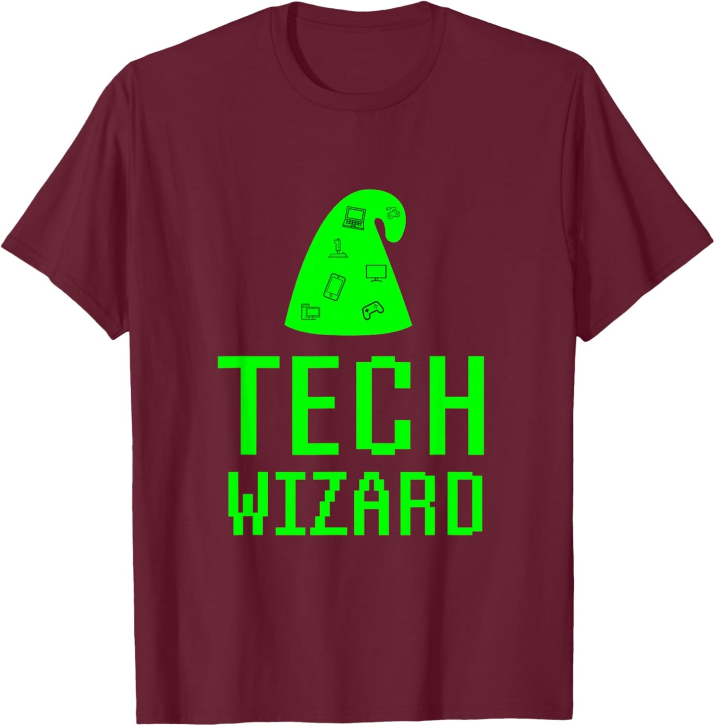 Tech Wizard Computer Geek Nerd Technology Support Saying Gag T-Shirt - T-Shirt | Maroon